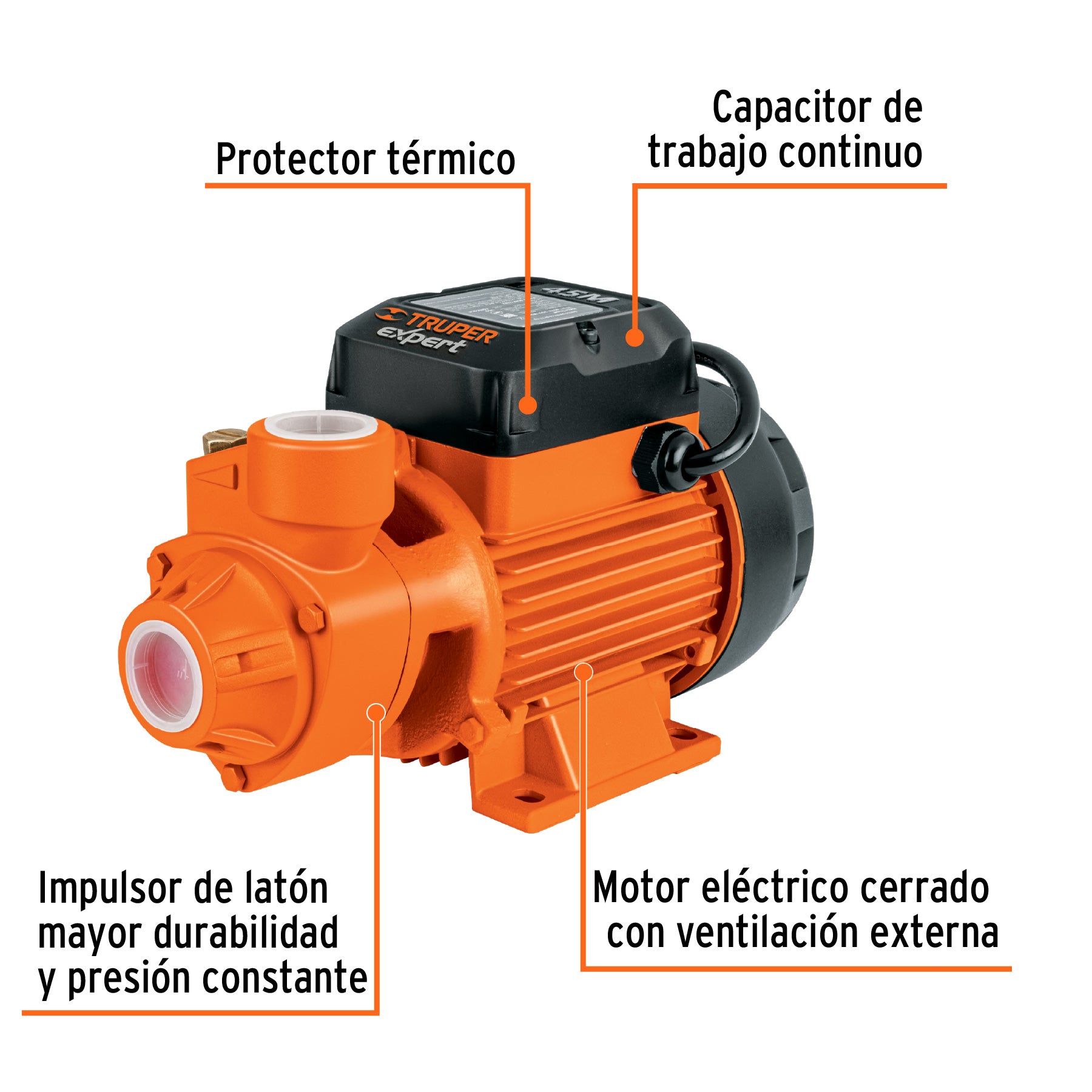 Bomba eléctrica periférica para agua 3/4 HP, Truper Expert