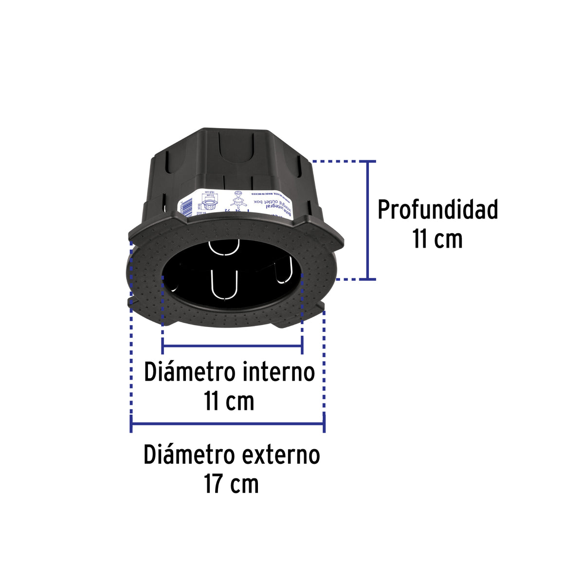 Bote integral de 10 cm, aro interno de 11 cm, Volteck