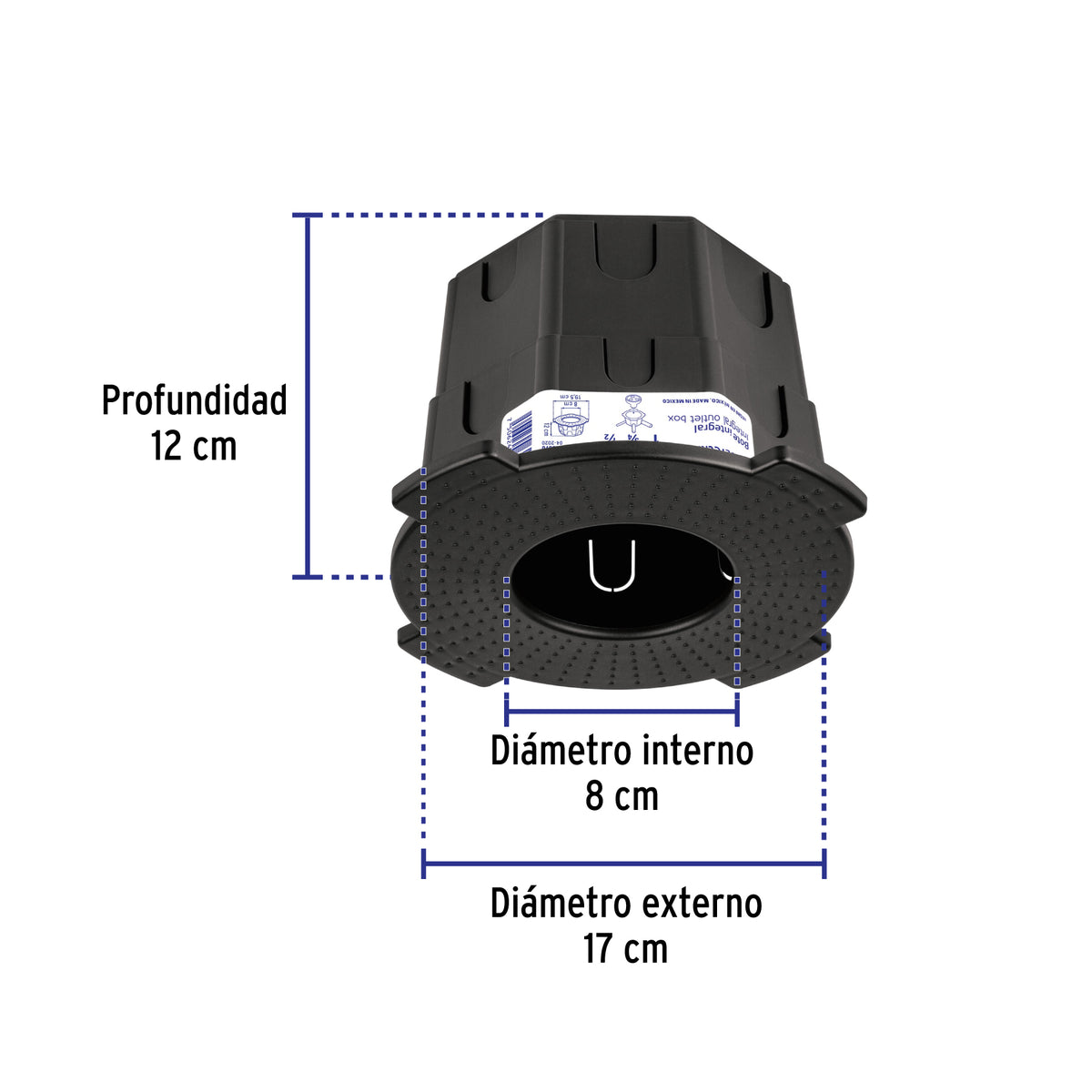 Bote integral de 12 cm, aro interno 8 cm, Volteck
