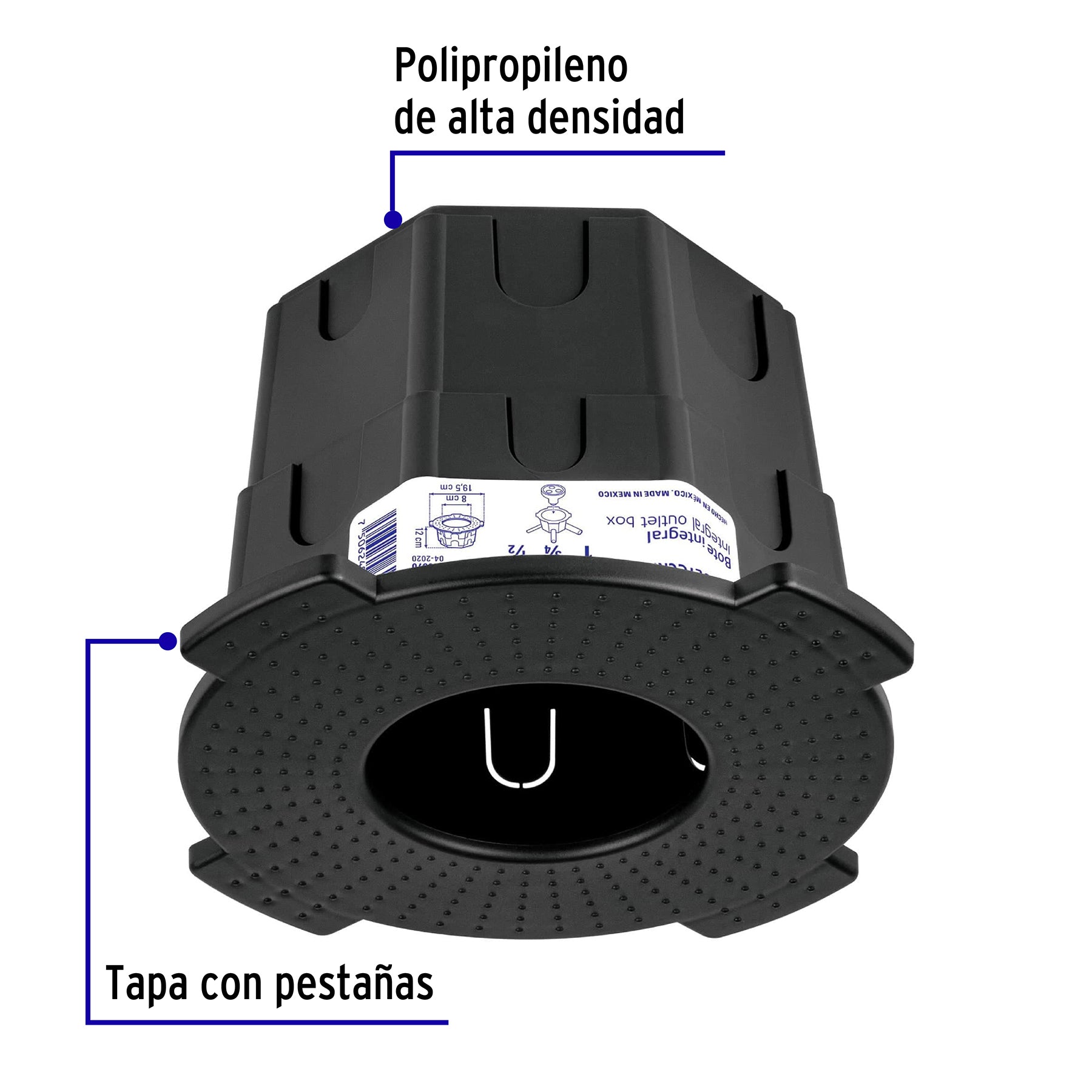 Bote integral de 12 cm, aro interno 8 cm, Volteck