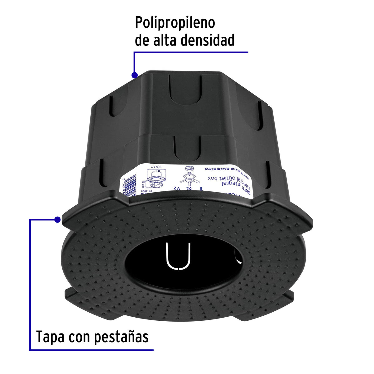 Bote integral de 12 cm, aro interno 8 cm, Volteck