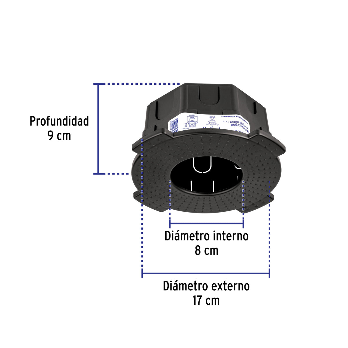 Bote integral de 8 cm, aro interno 8 cm, Volteck