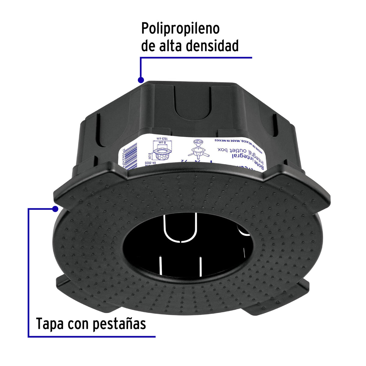 Bote integral de 8 cm, aro interno 8 cm, Volteck