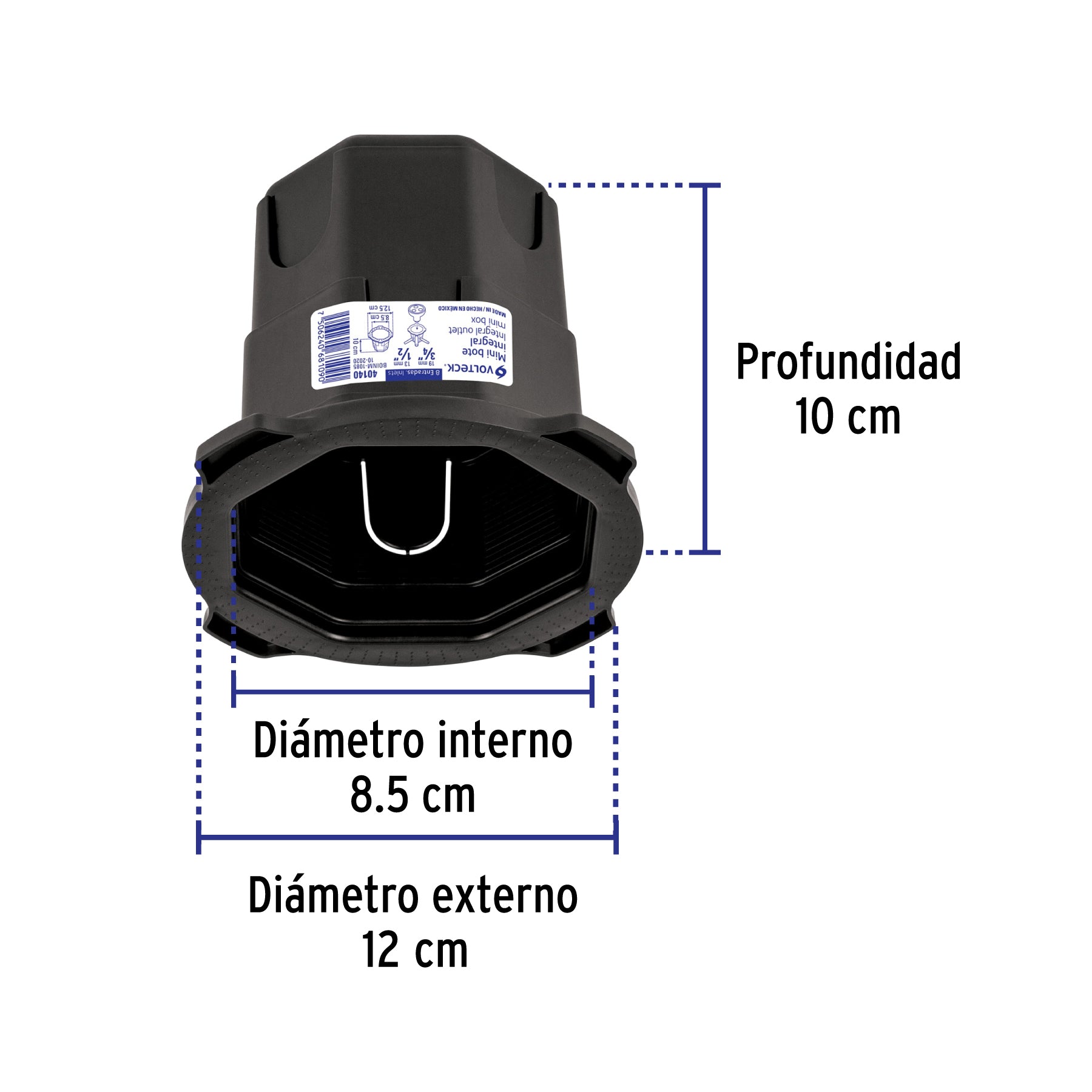 Mini bote integral 10 cm, aro interno 8.5 cm, Volteck