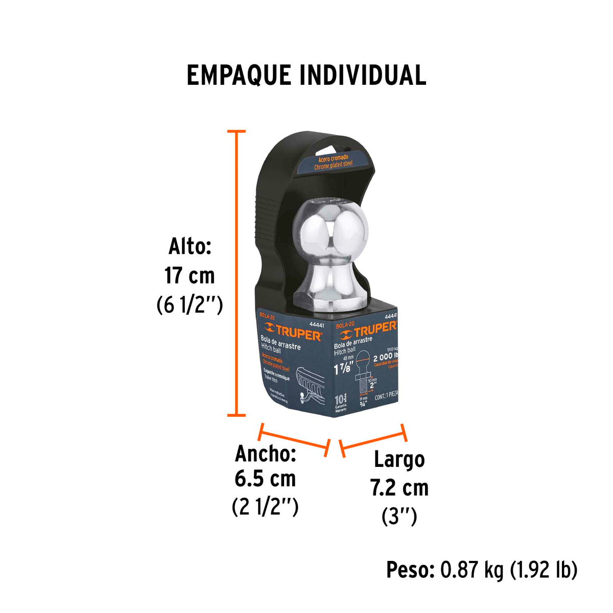 Bola de arrastre, capacidad 2000 lb