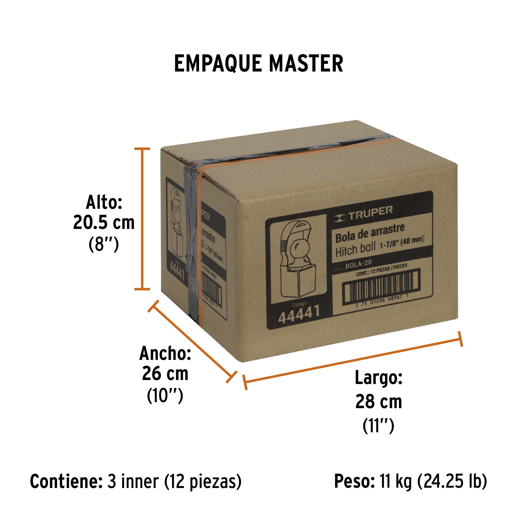 Bola de arrastre, capacidad 2000 lb