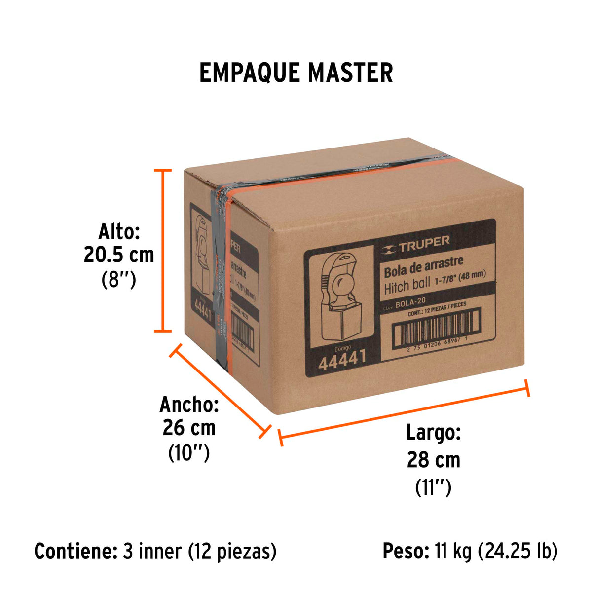 Bola de arrastre, capacidad 2000 lb