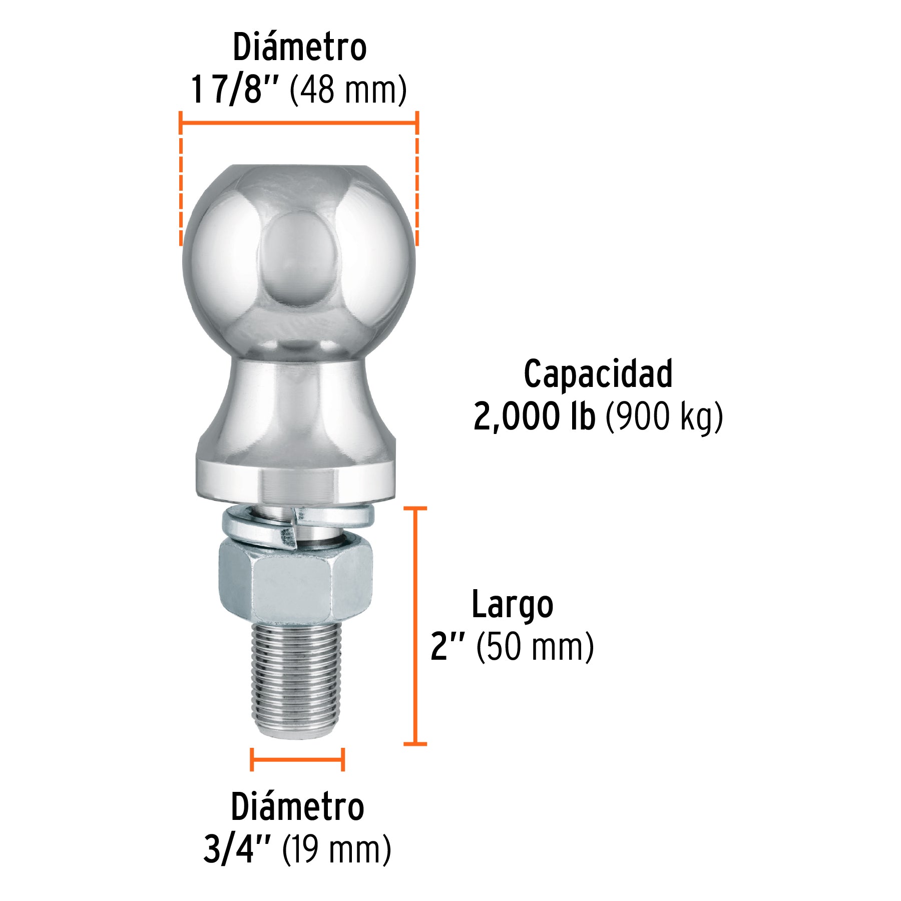 Bola de arrastre, capacidad 2000 lb