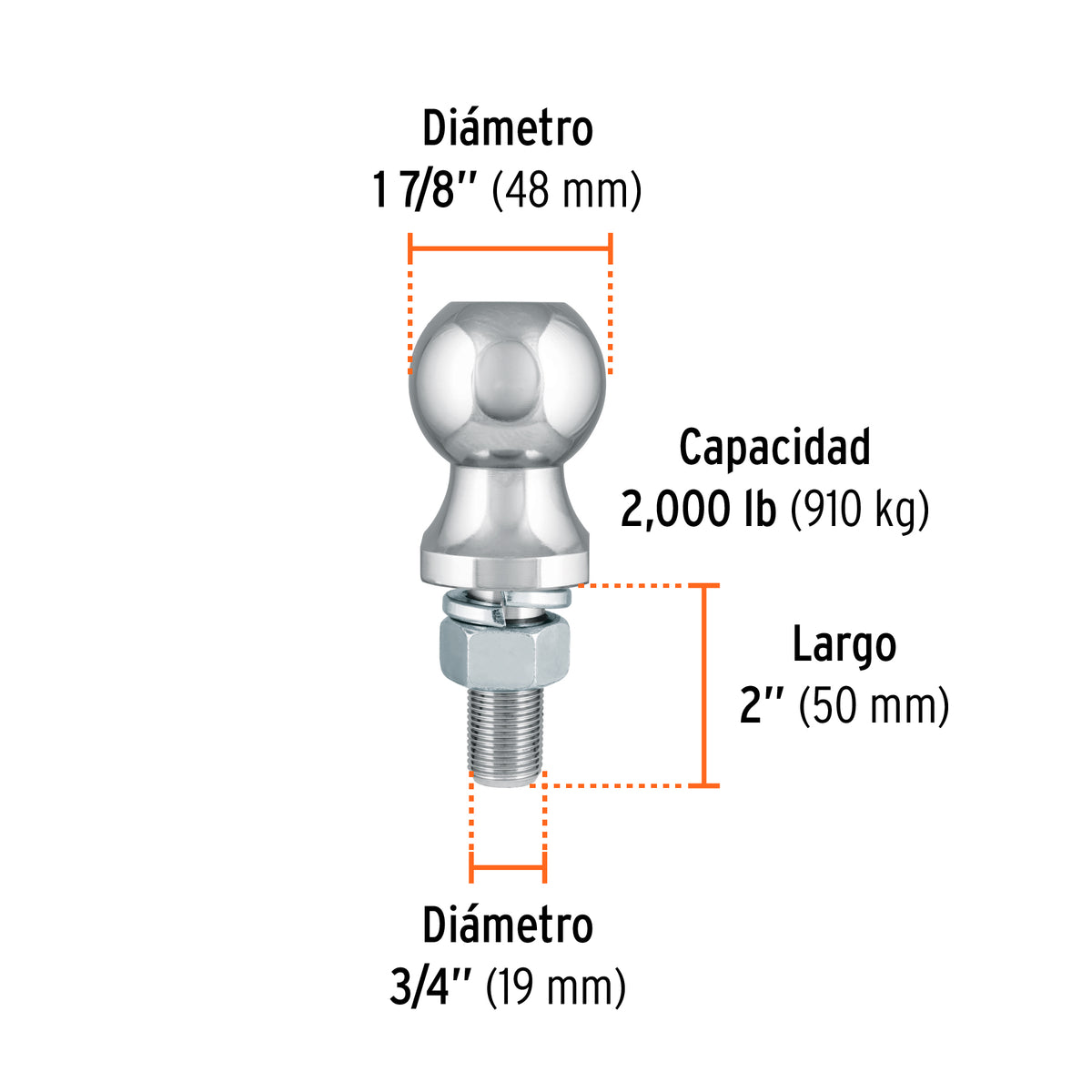 Bola de arrastre, capacidad 2000 lb