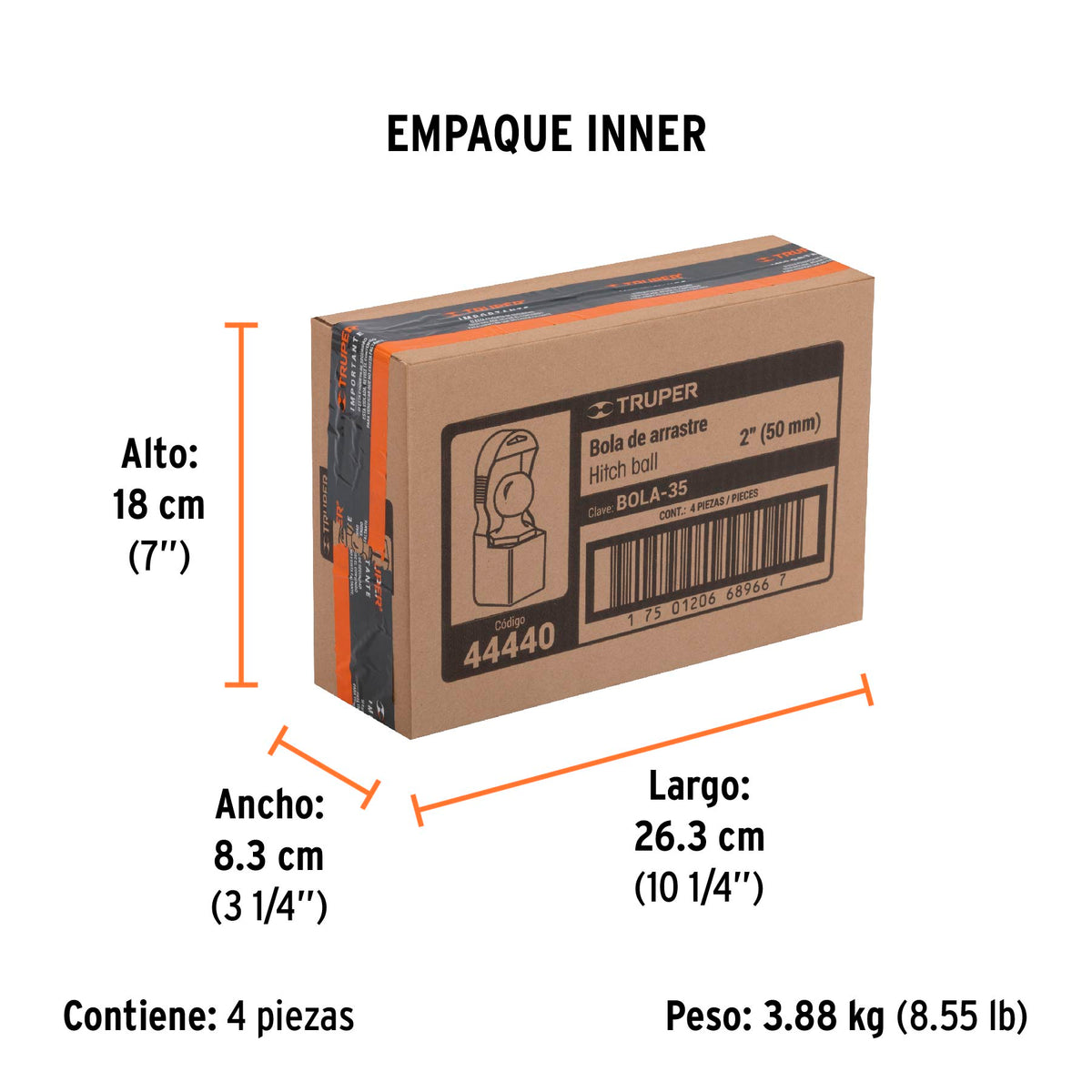 Bola de arrastre, capacidad 3500 lb