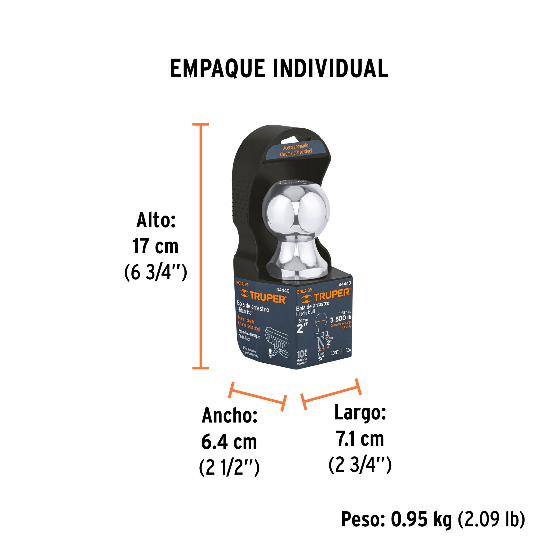 Bola de arrastre, capacidad 3500 lb