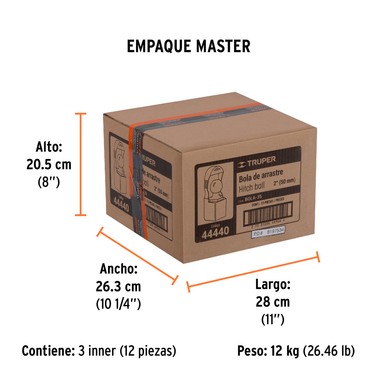 Bola de arrastre, capacidad 3500 lb