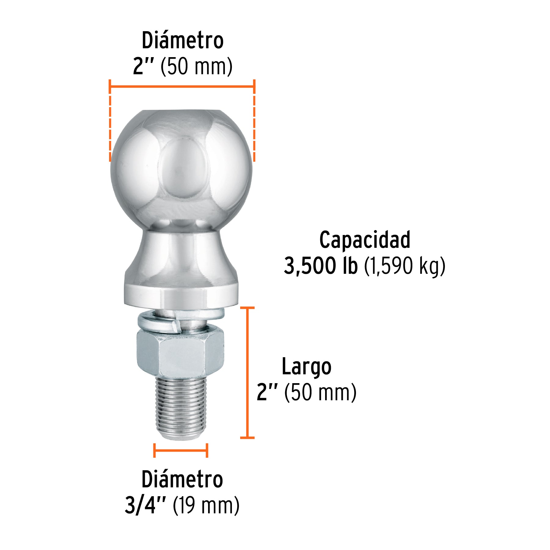 Bola de arrastre, capacidad 3500 lb