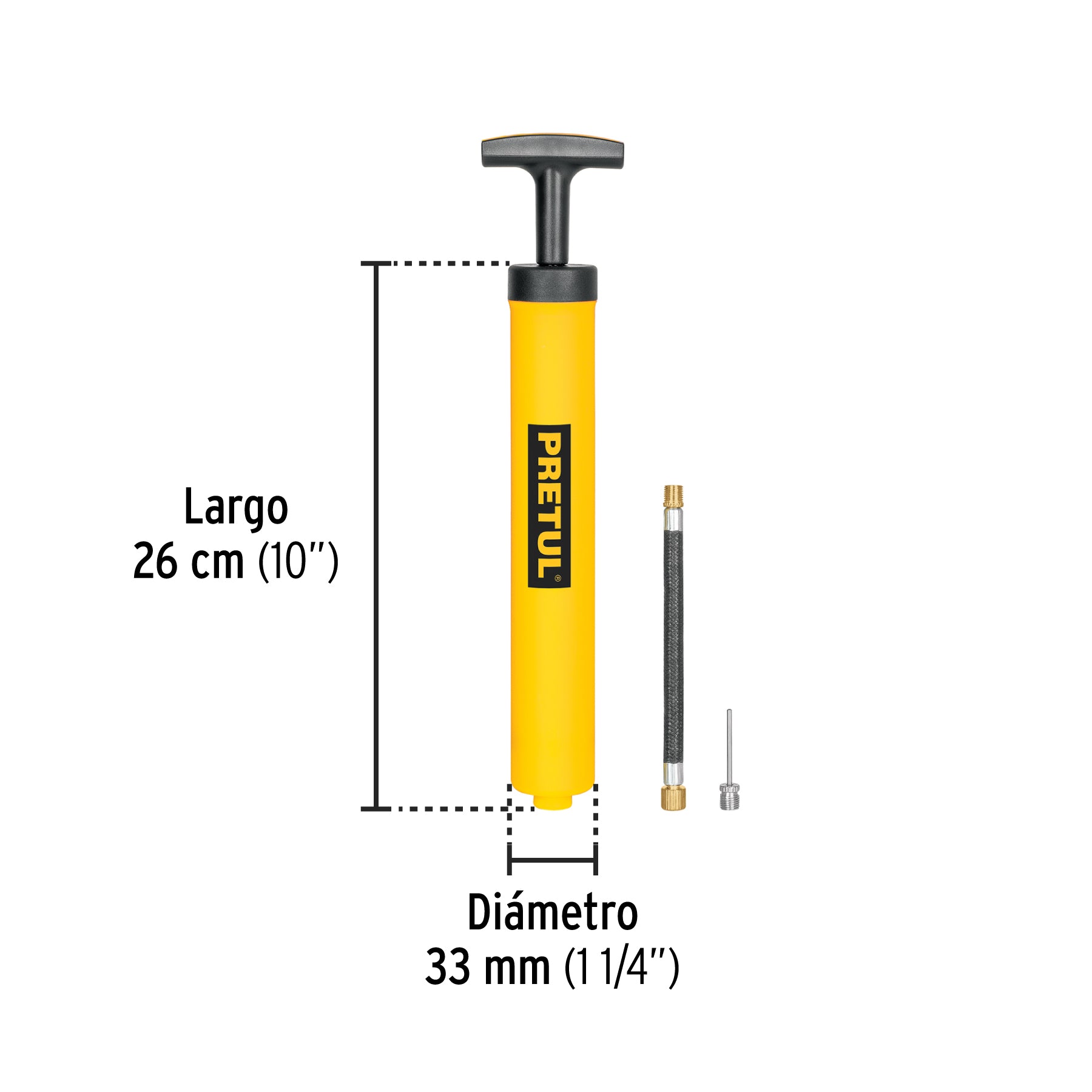Bomba manual para inflar balones, 11", Pretul
