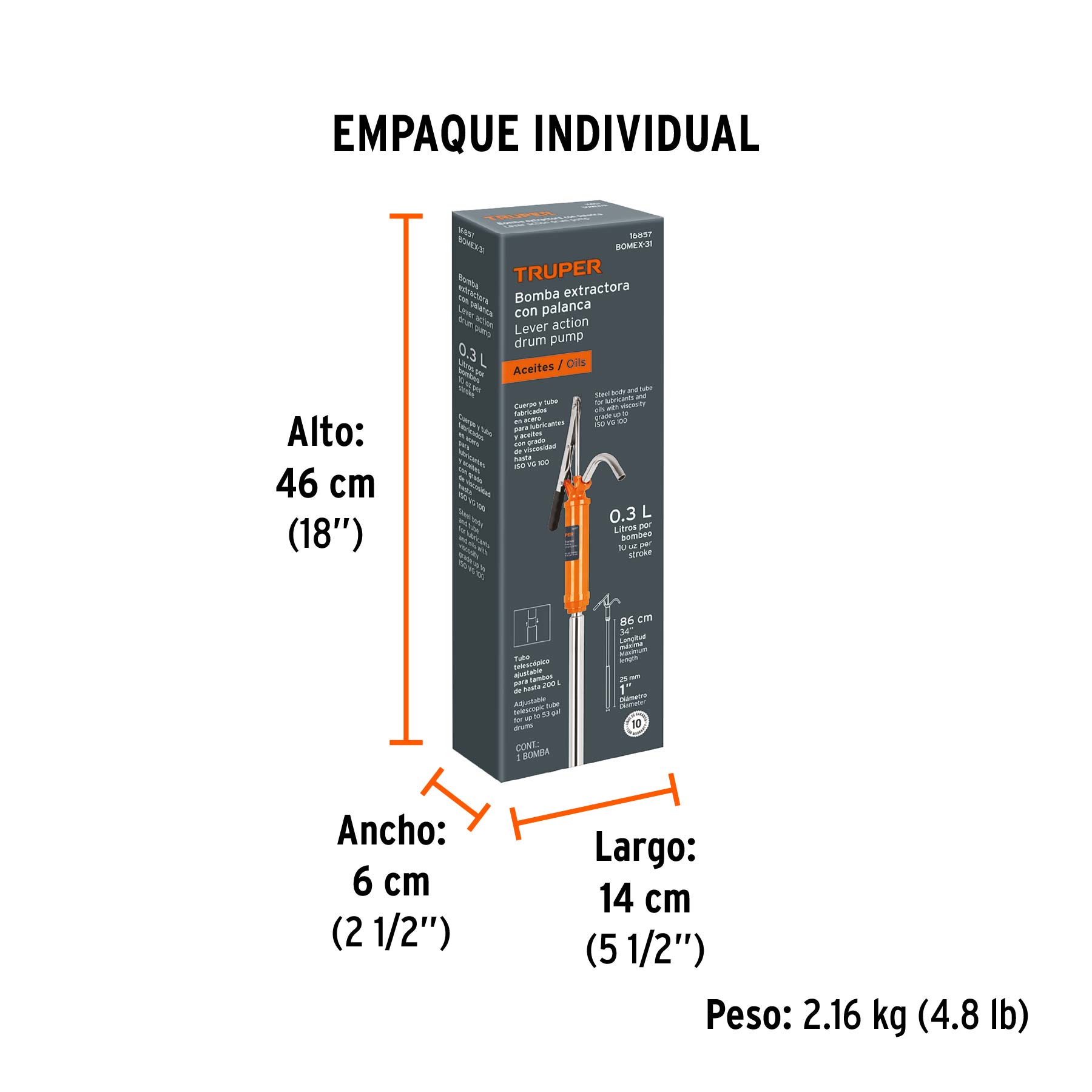 Bomba manual de extracción de palanca, 31 lts