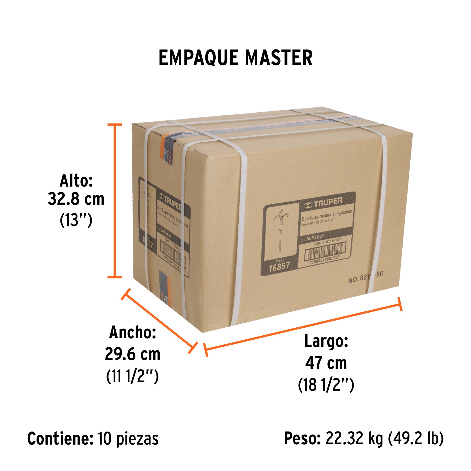 Bomba manual de extracción de palanca, 31 lts