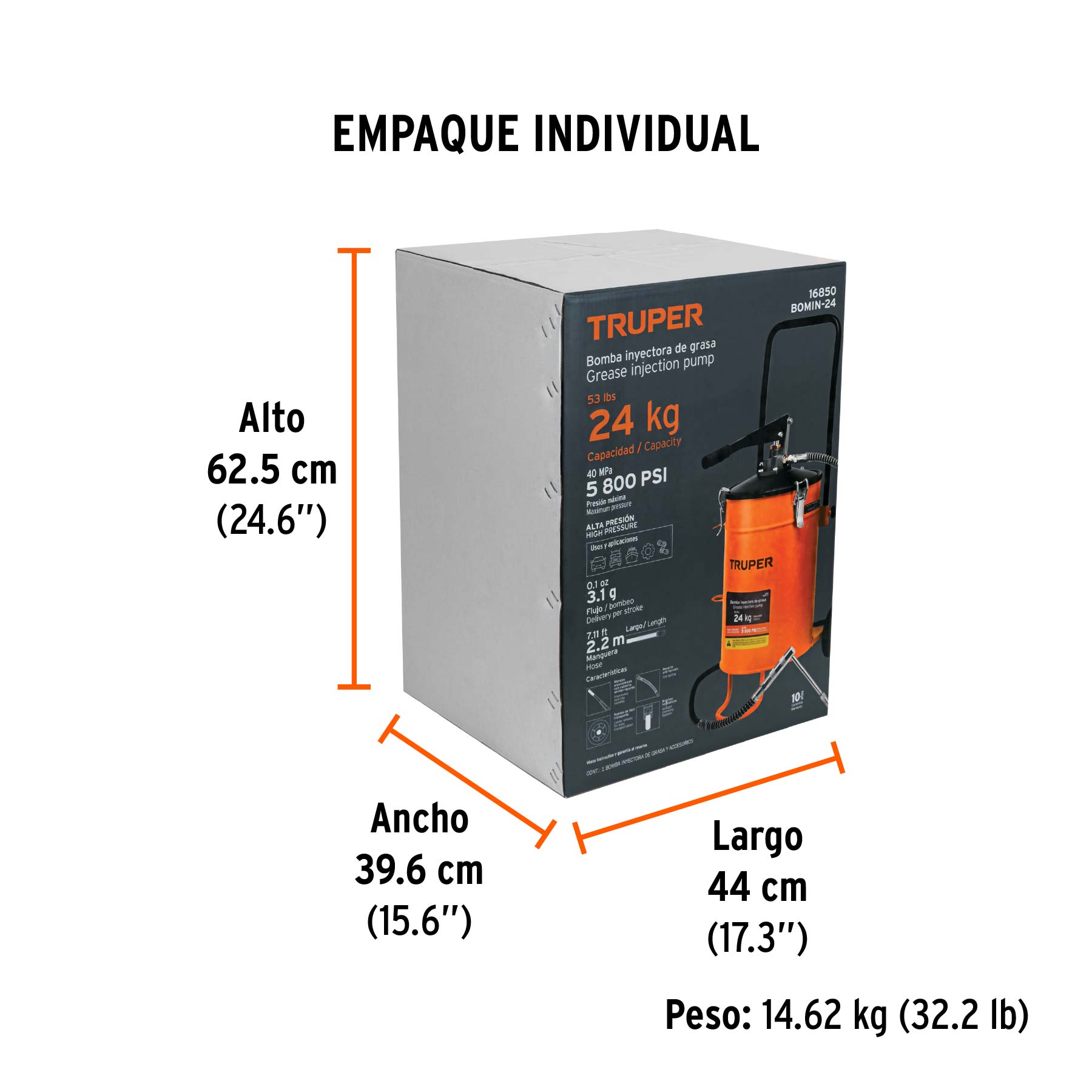 Bomba inyectora de grasa, 24 kg
