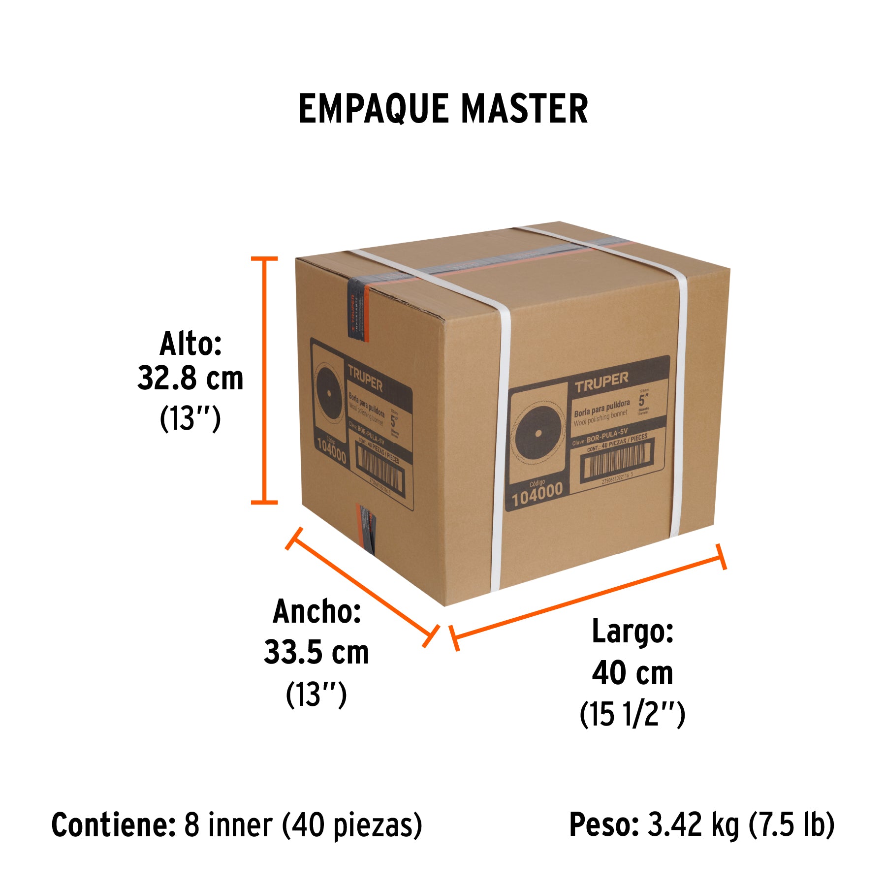 Borla p/pulir de lana de 5' hook and loop, TRUPER