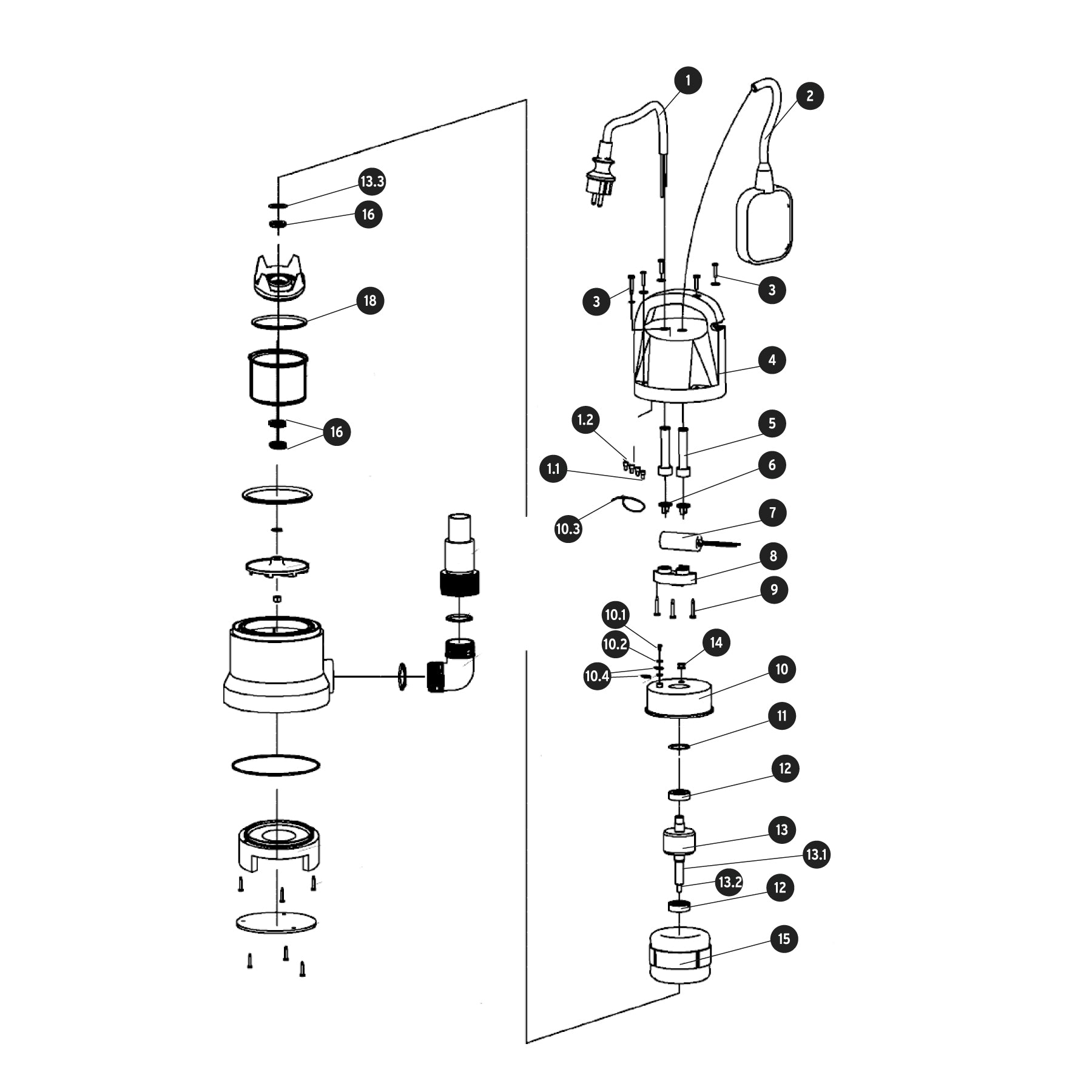 Bomba sumergible plástica para agua sucia 1-1/2 HP
