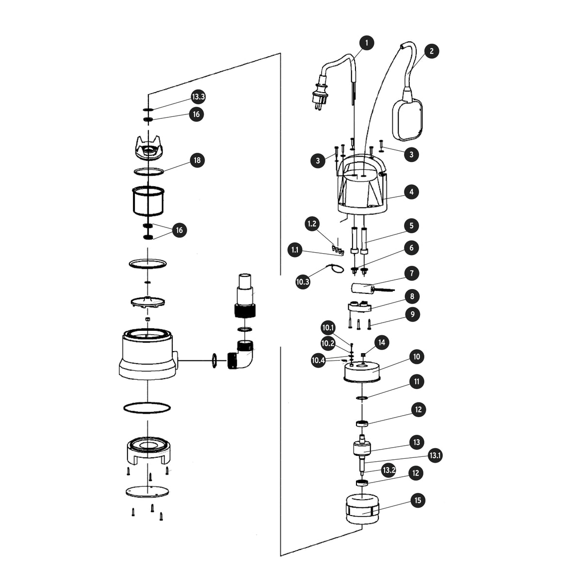 Bomba sumergible plástica para agua sucia 1-1/2 HP