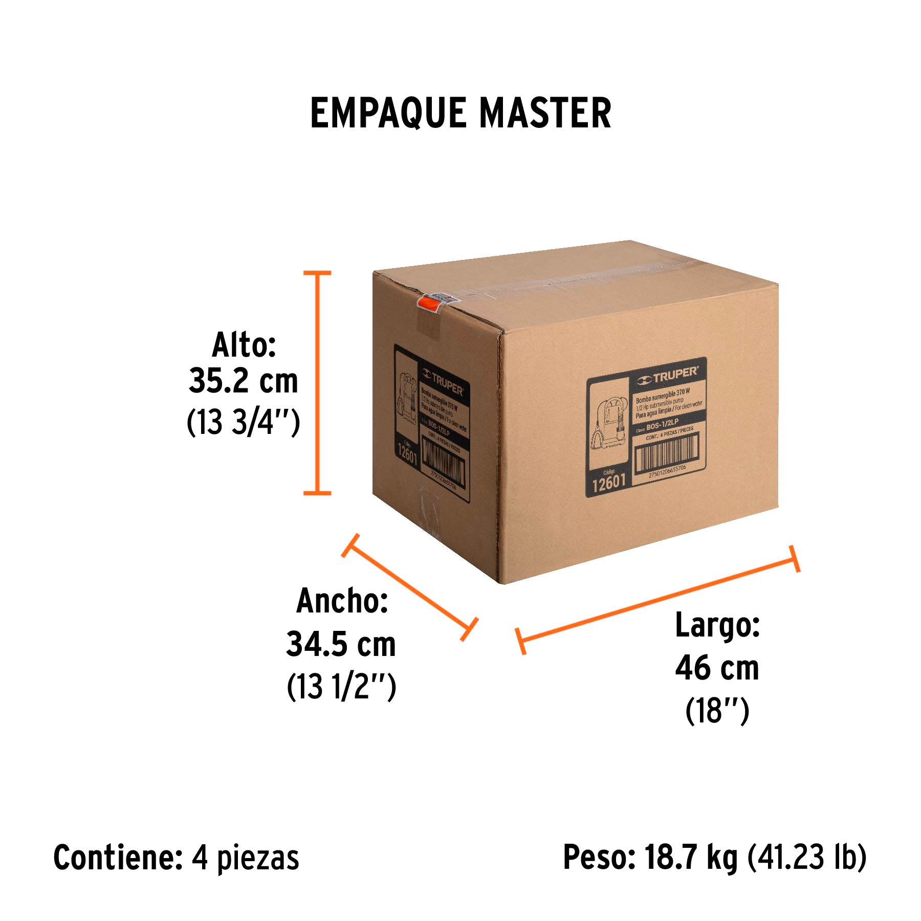 Bomba sumergible plastica para agua limpia 1/2 HP