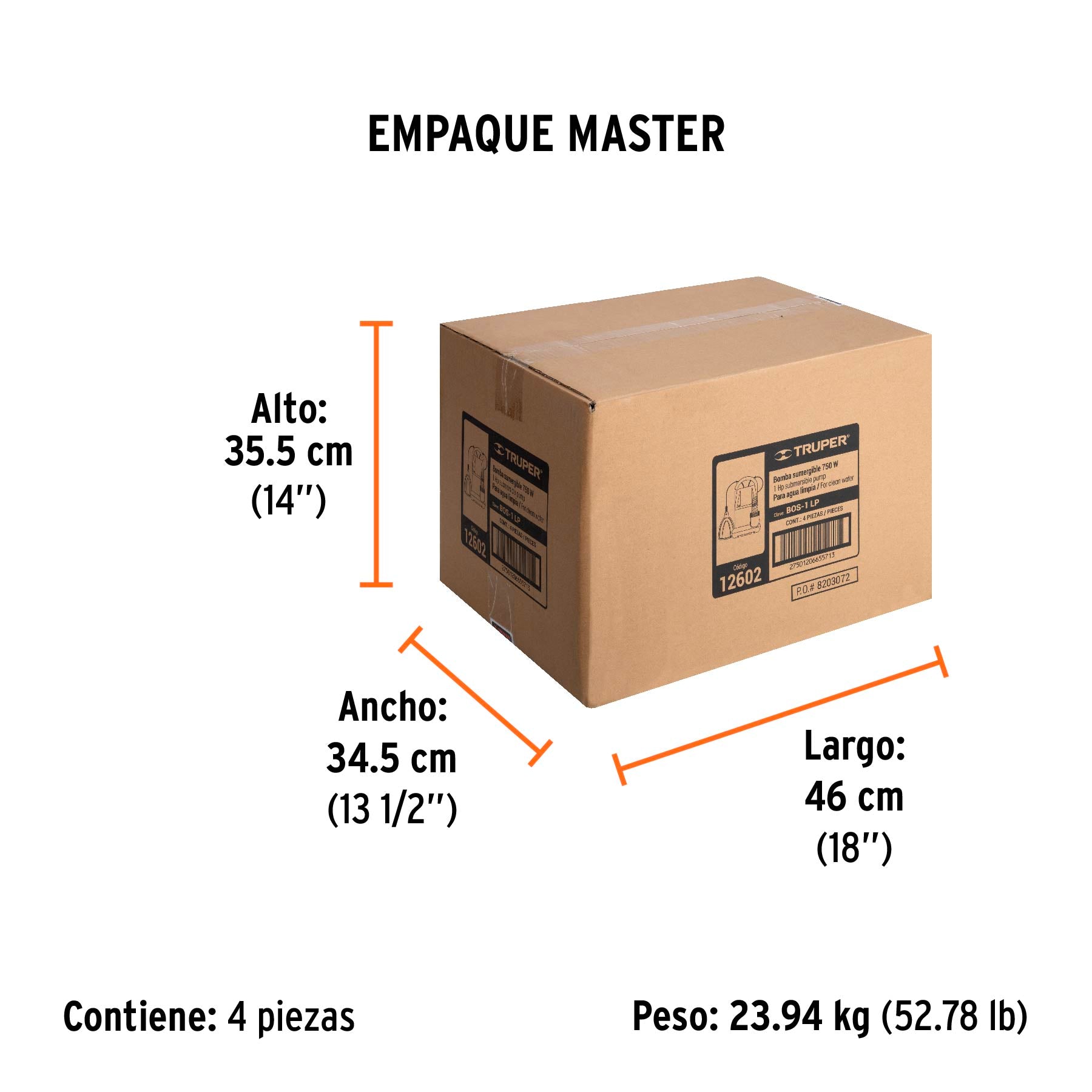 Bomba sumergible plástica para agua limpia 1 HP