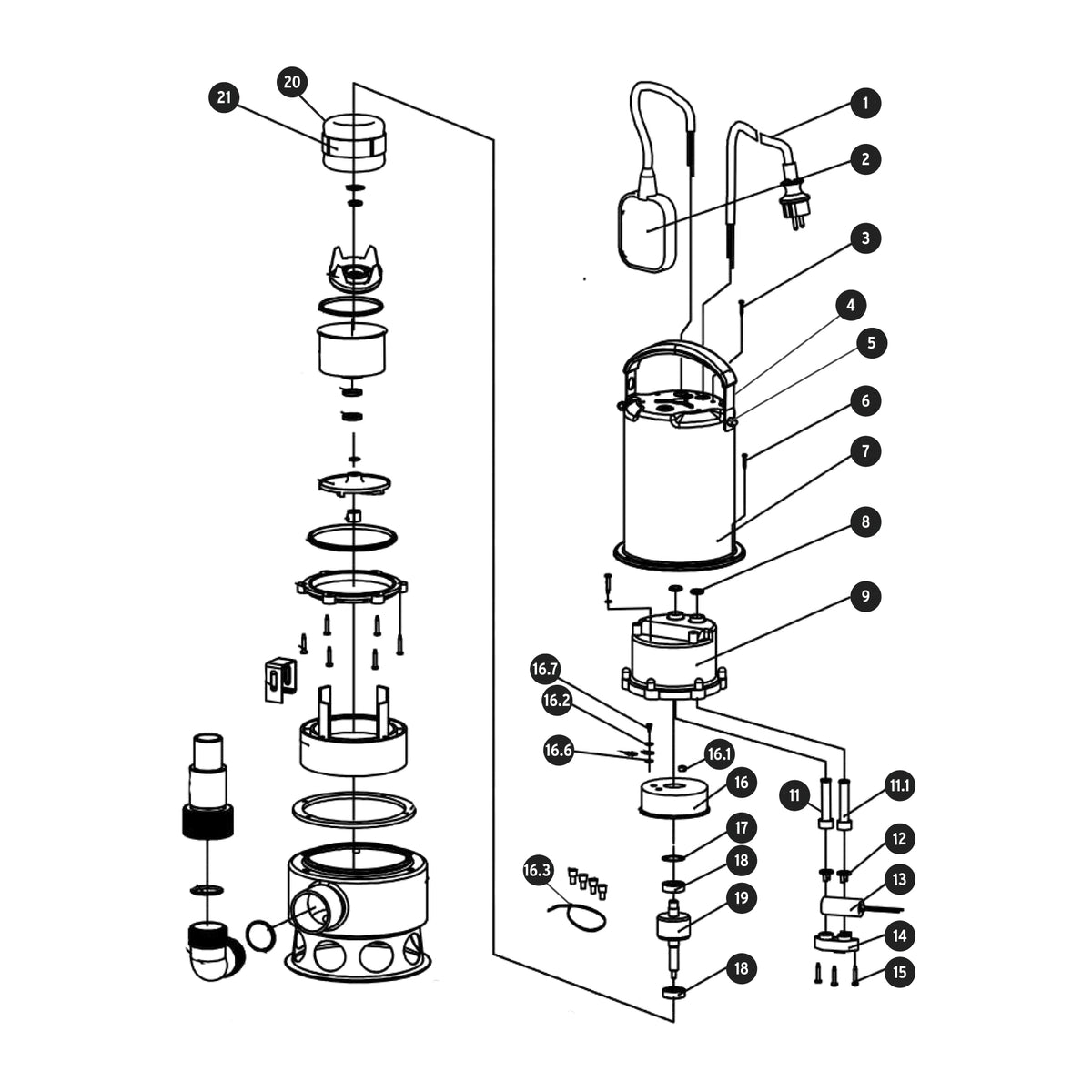 Bomba sumergible metálica para agua sucia 1 HP