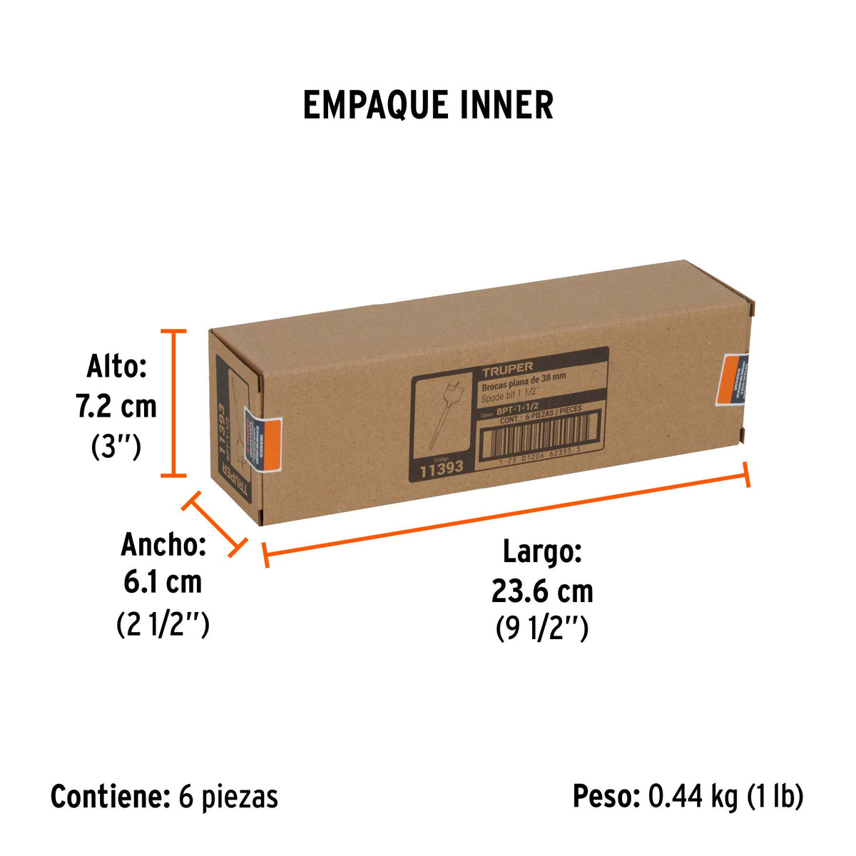 Broca plana de manita, 1-1/2"