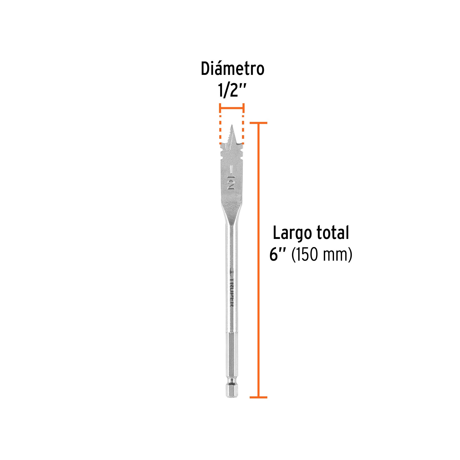 Broca plana de manita, 1/2"