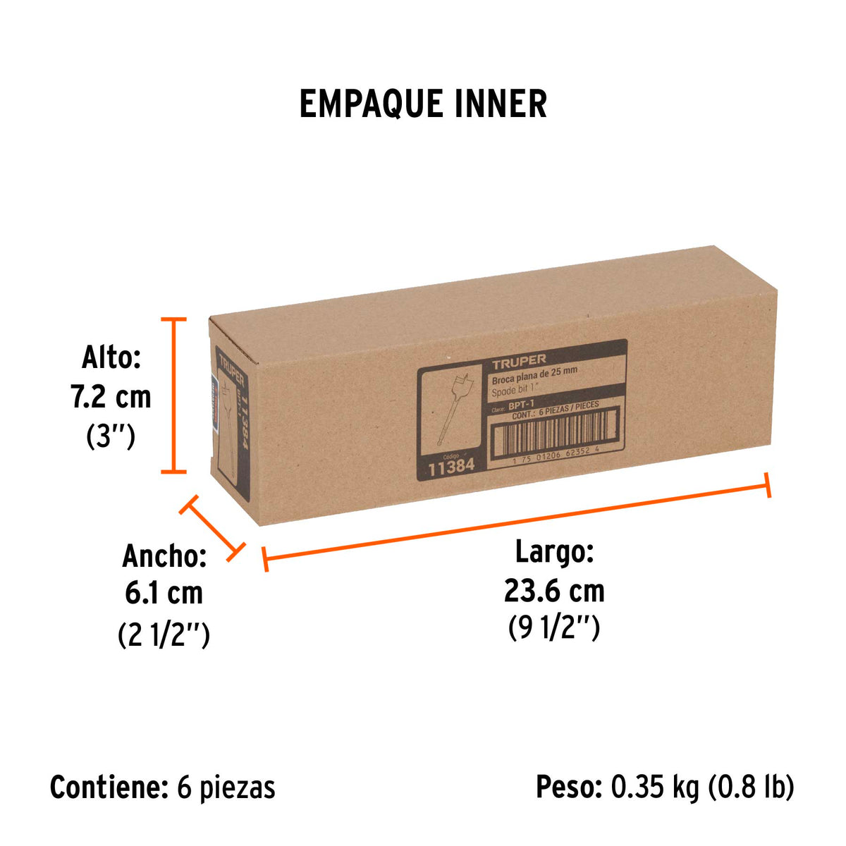 Broca plana de manita, 1"