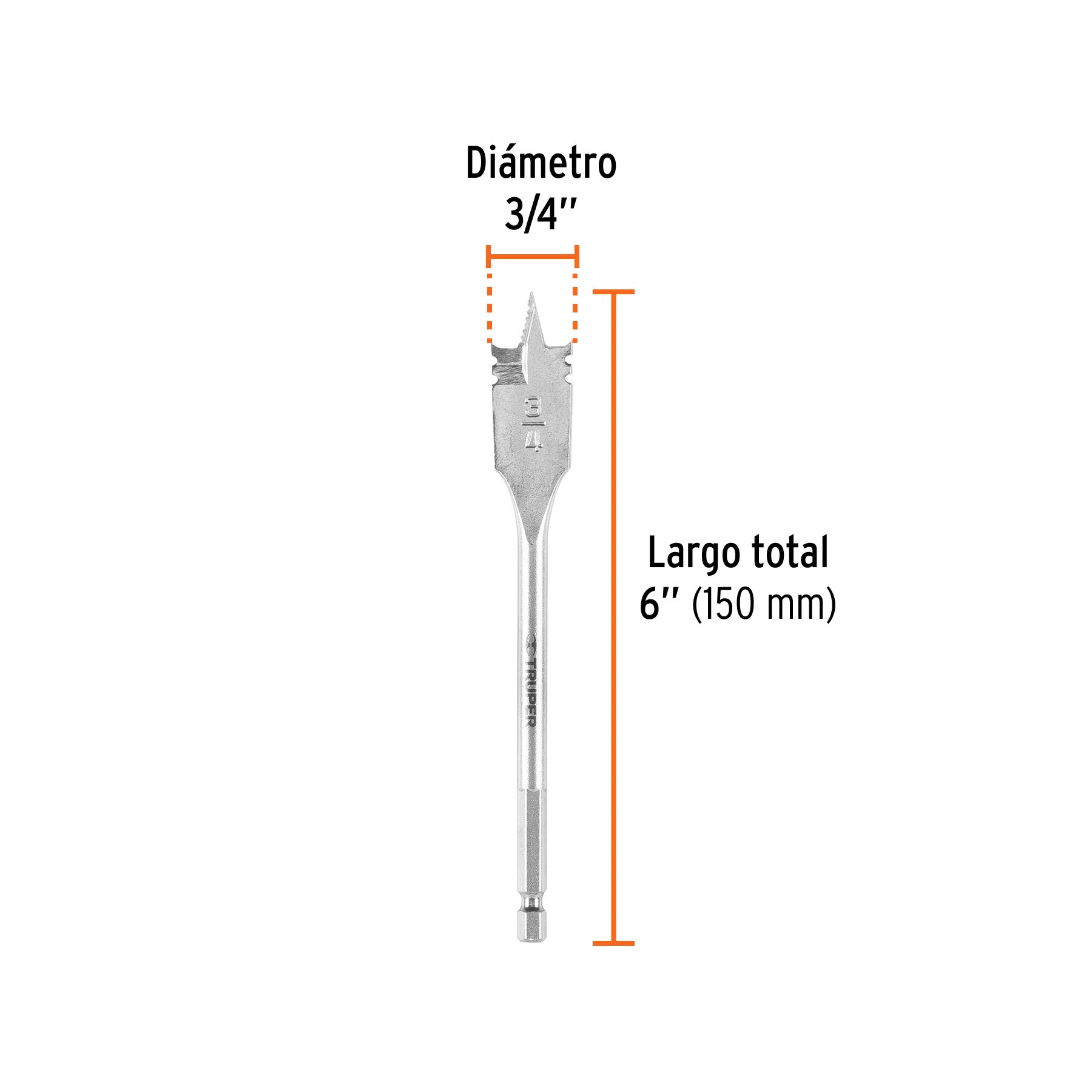 Broca plana de manita, 3/4"