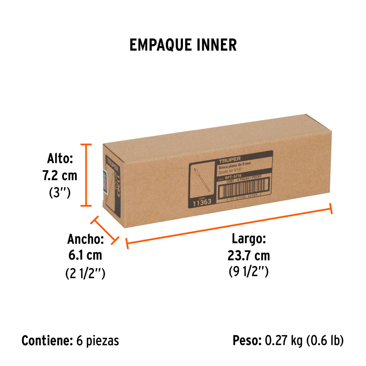 Broca plana de manita, 5/16"