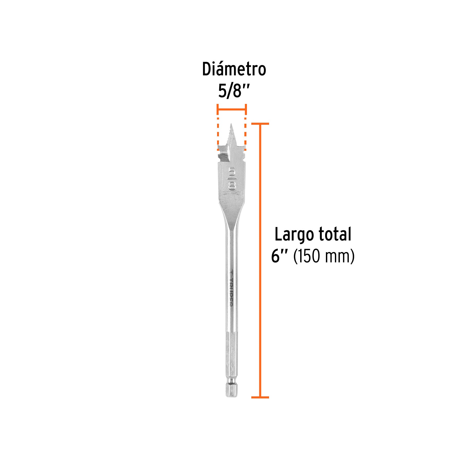 Broca plana de manita, 5/8"