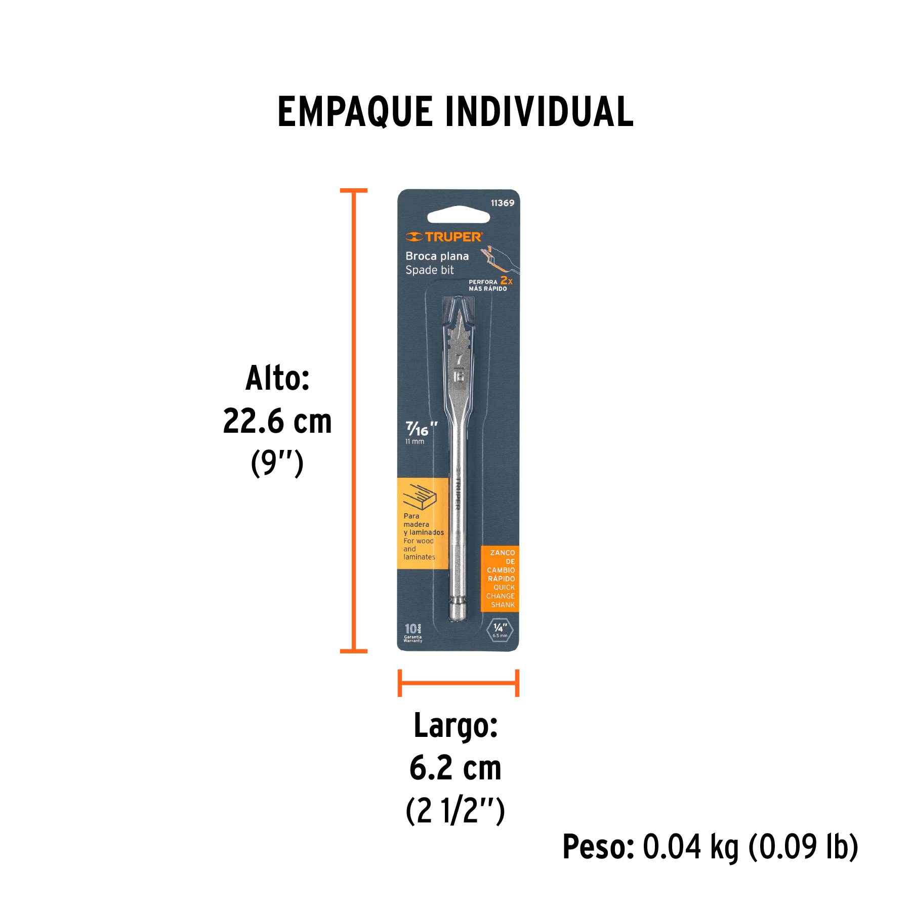 Broca plana de manita, 7/16"