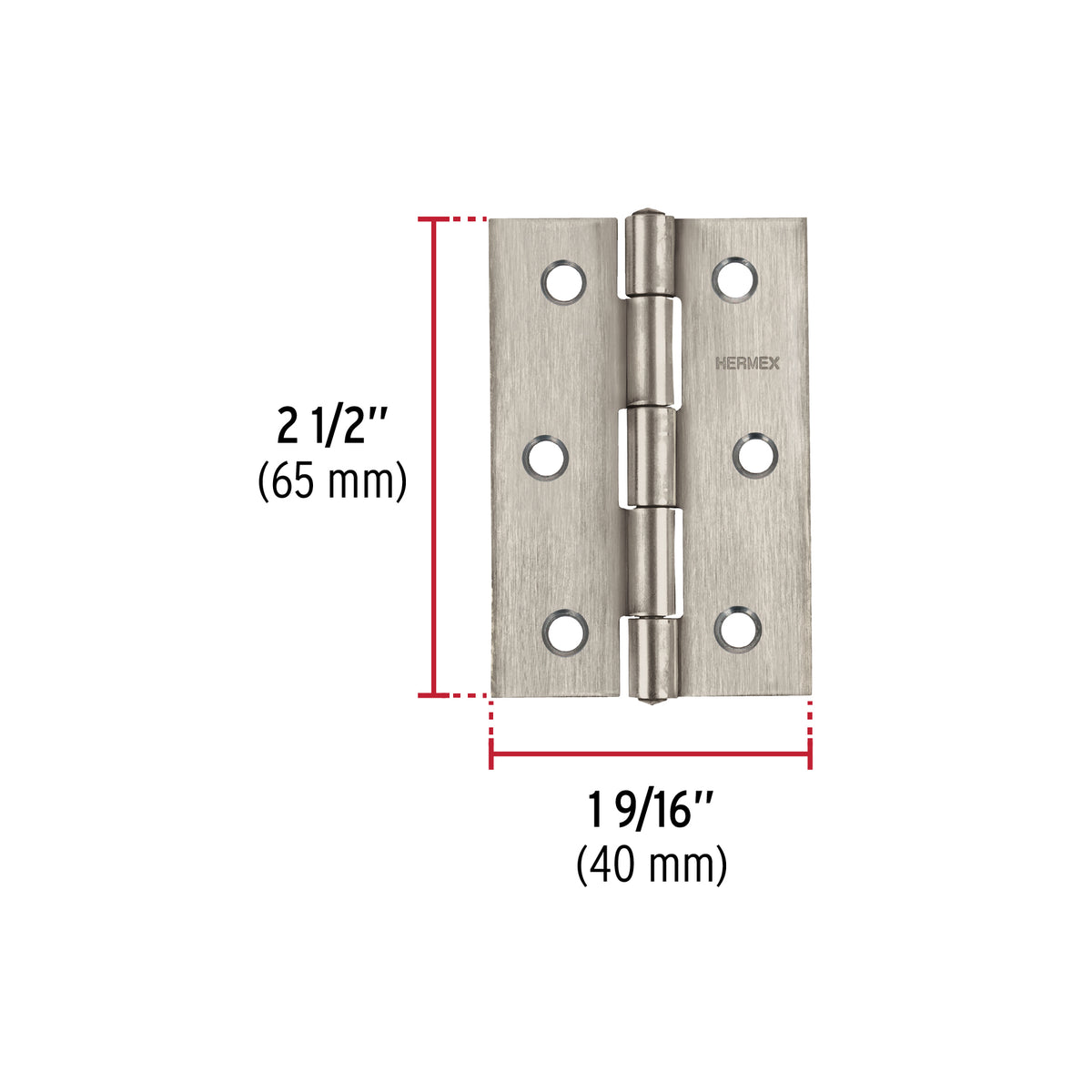 Bisagra rectangular 2-1/2", acero inoxidable