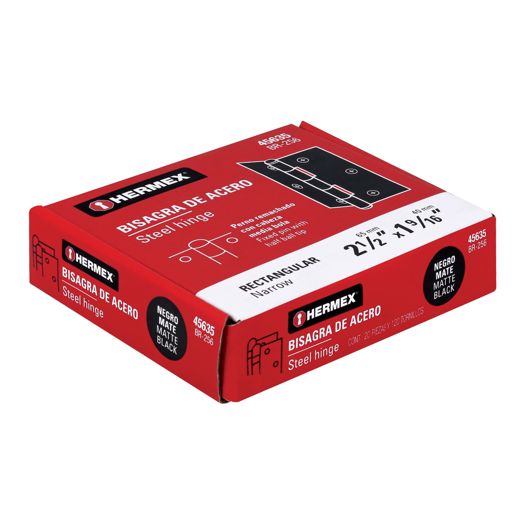 Bisagra rectangular 2-1/2' negra, Hermex