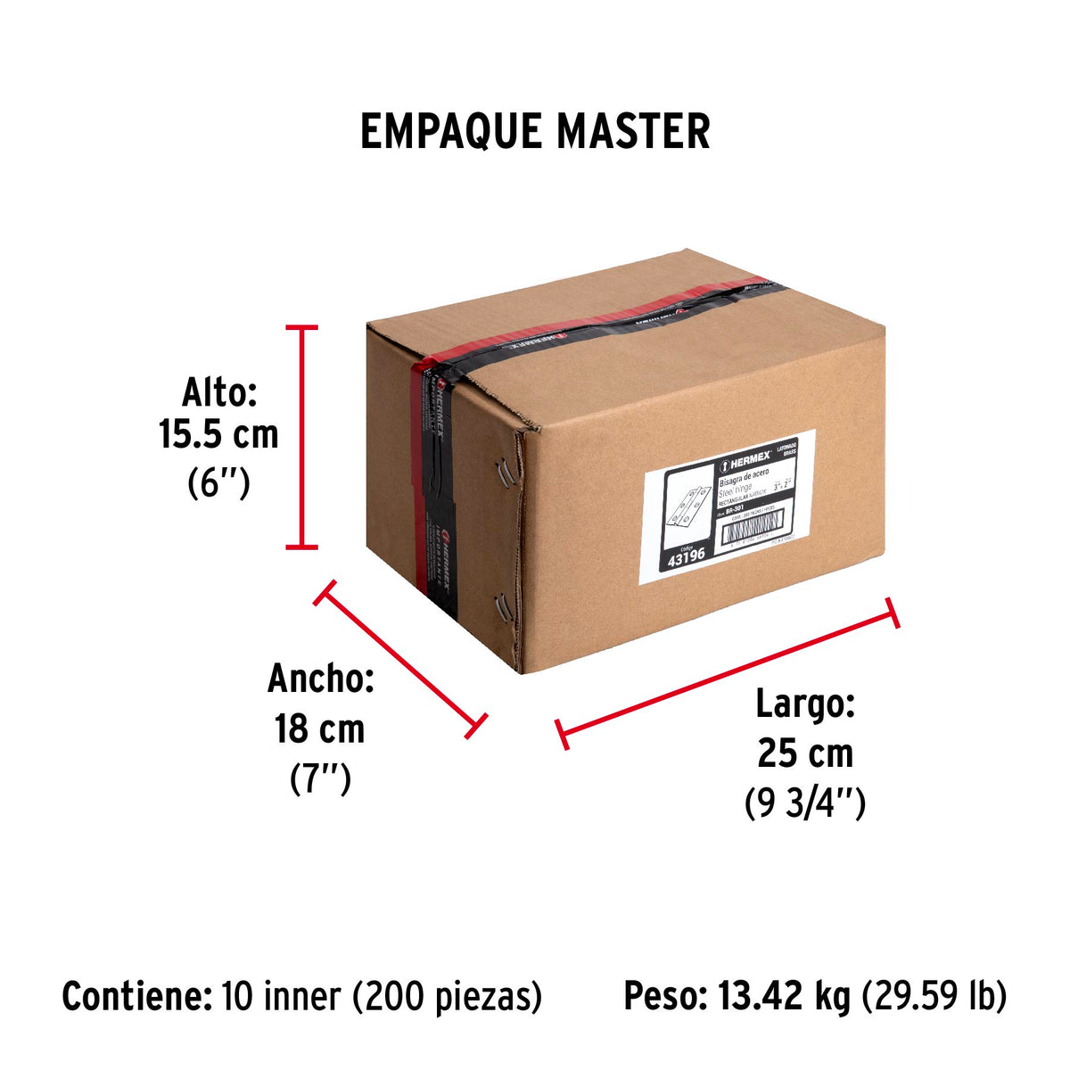 Bisagra rectangular 3", acero latonado