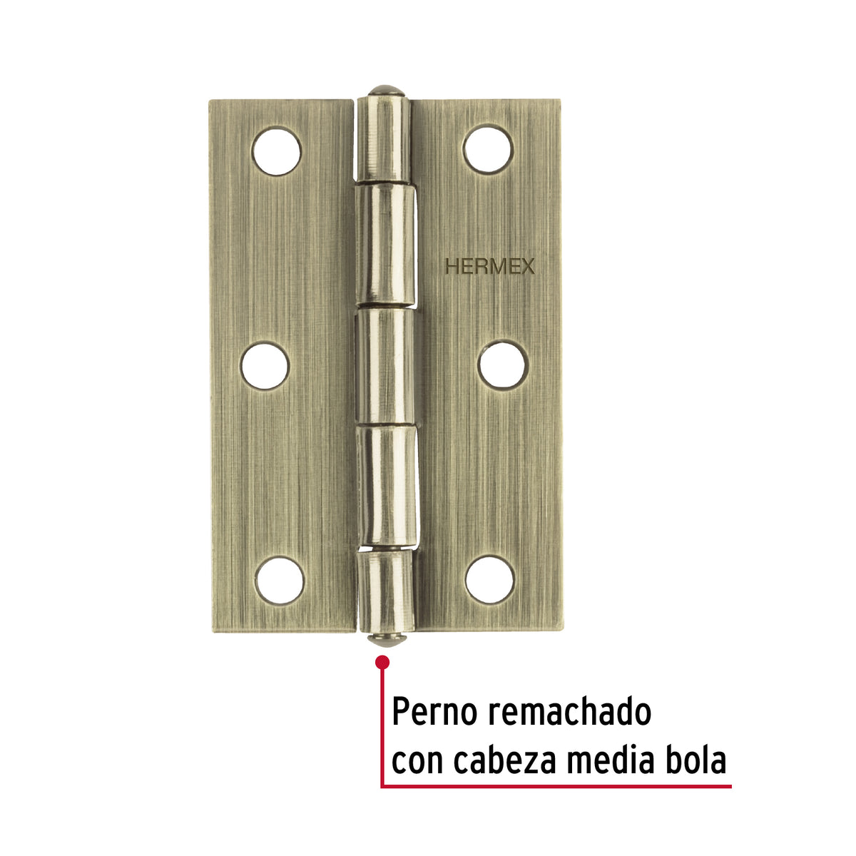 Bisagra rectangular 3' latón antiguo, Hermex