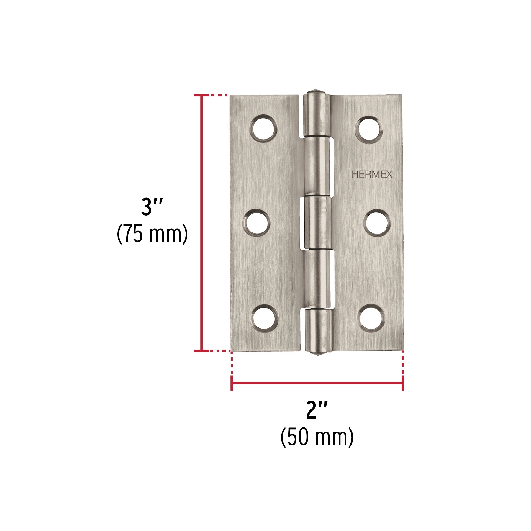 Bisagra rectangular 3", acero inoxidable