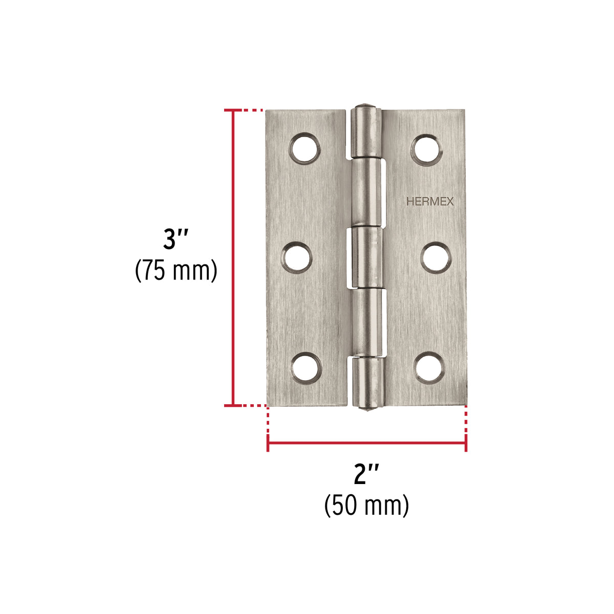 Bisagra rectangular 3", acero inoxidable