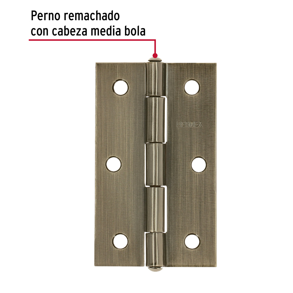 Bisagra rectangular 3-1/2' latón antiguo, Hermex
