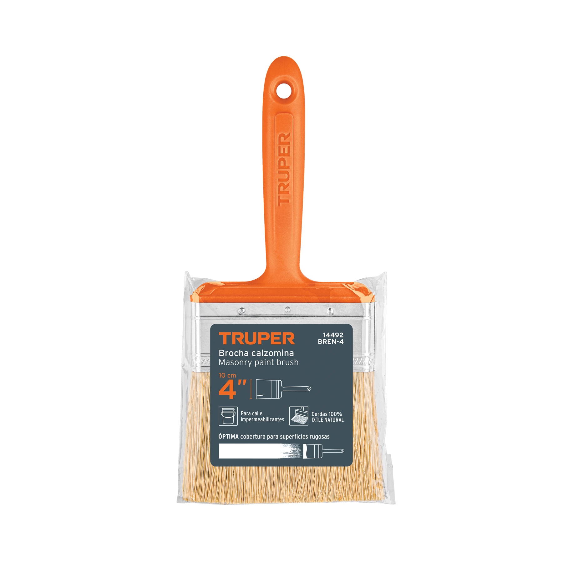 Brocha para encalar, mango de plástico, 4"