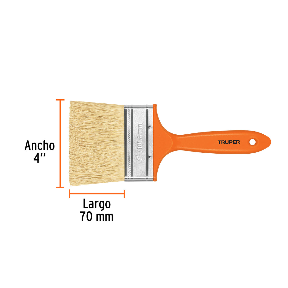 Brocha para encalar, mango de plástico, 4"