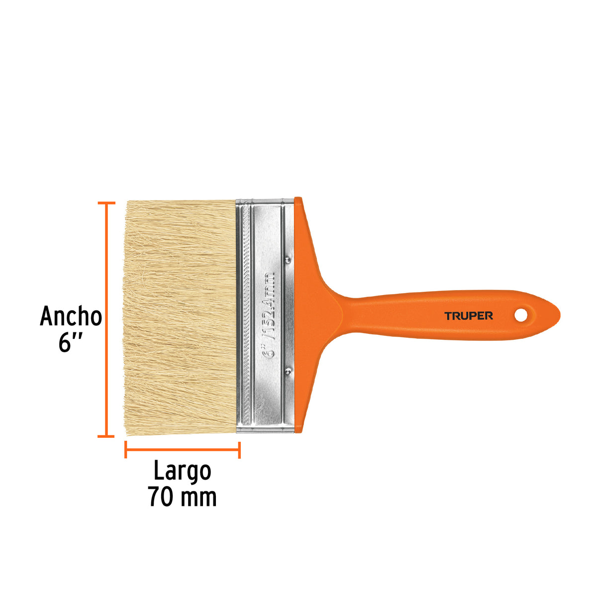 Brocha para encalar, mango de plástico, 6"