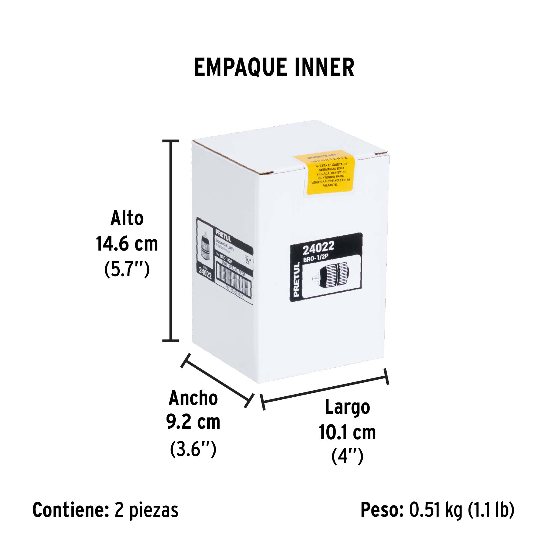 Broquero sin llave, 1/2", pretul