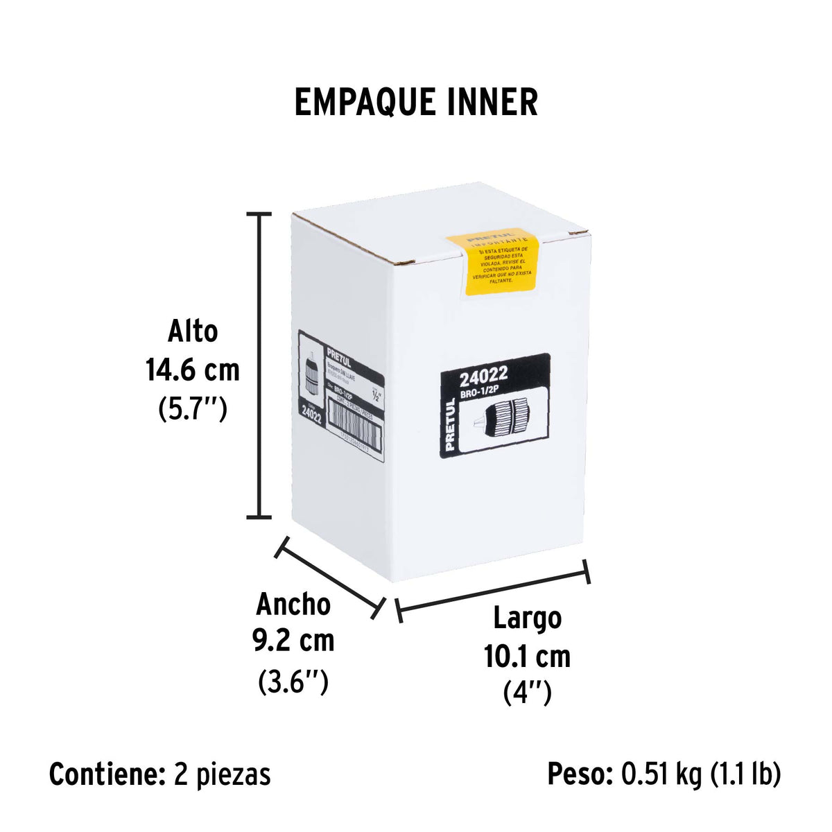 Broquero sin llave, 1/2", pretul