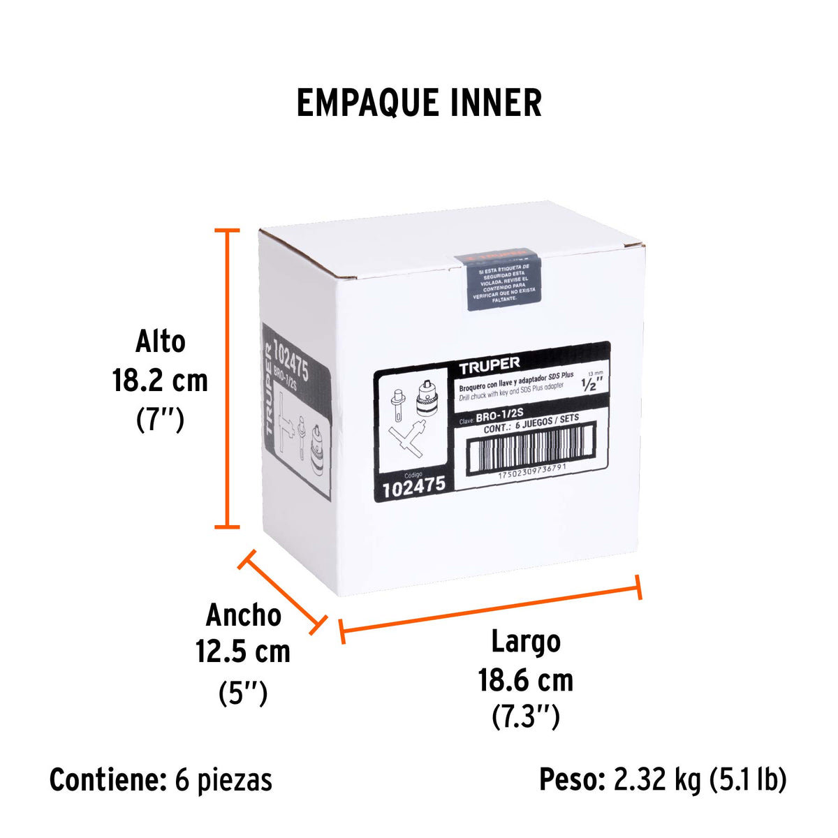 Broquero con llave, 1/2' con adaptador SDS Plus, Truper