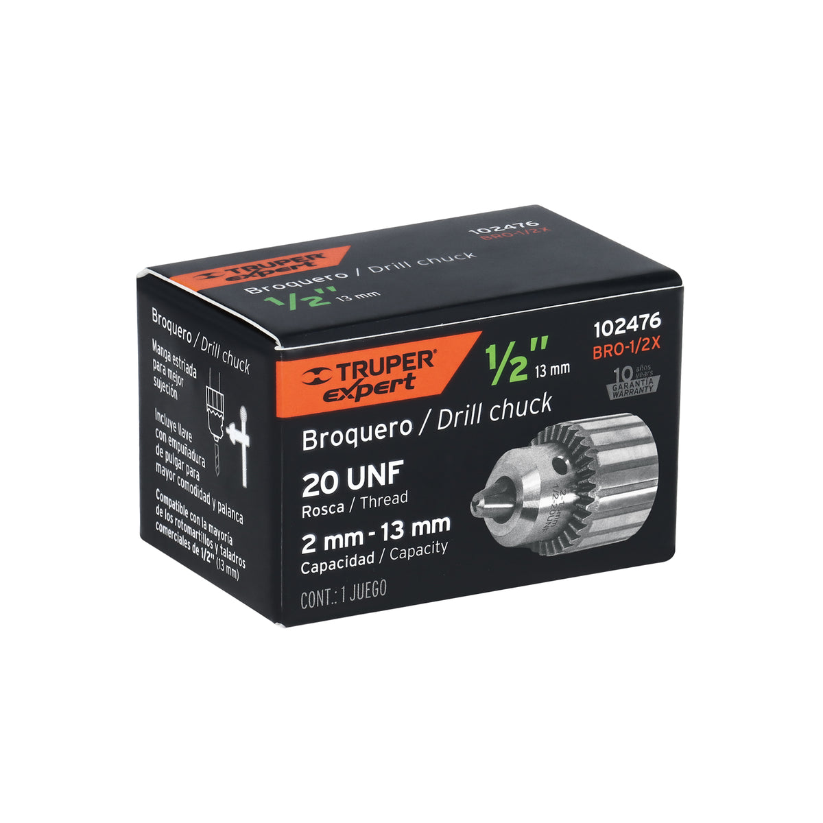Broquero uso rudo con llave, 1/2', Truper