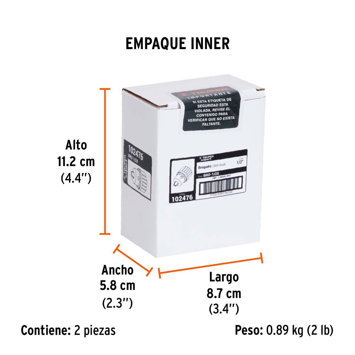 Broquero uso rudo con llave, 1/2', Truper