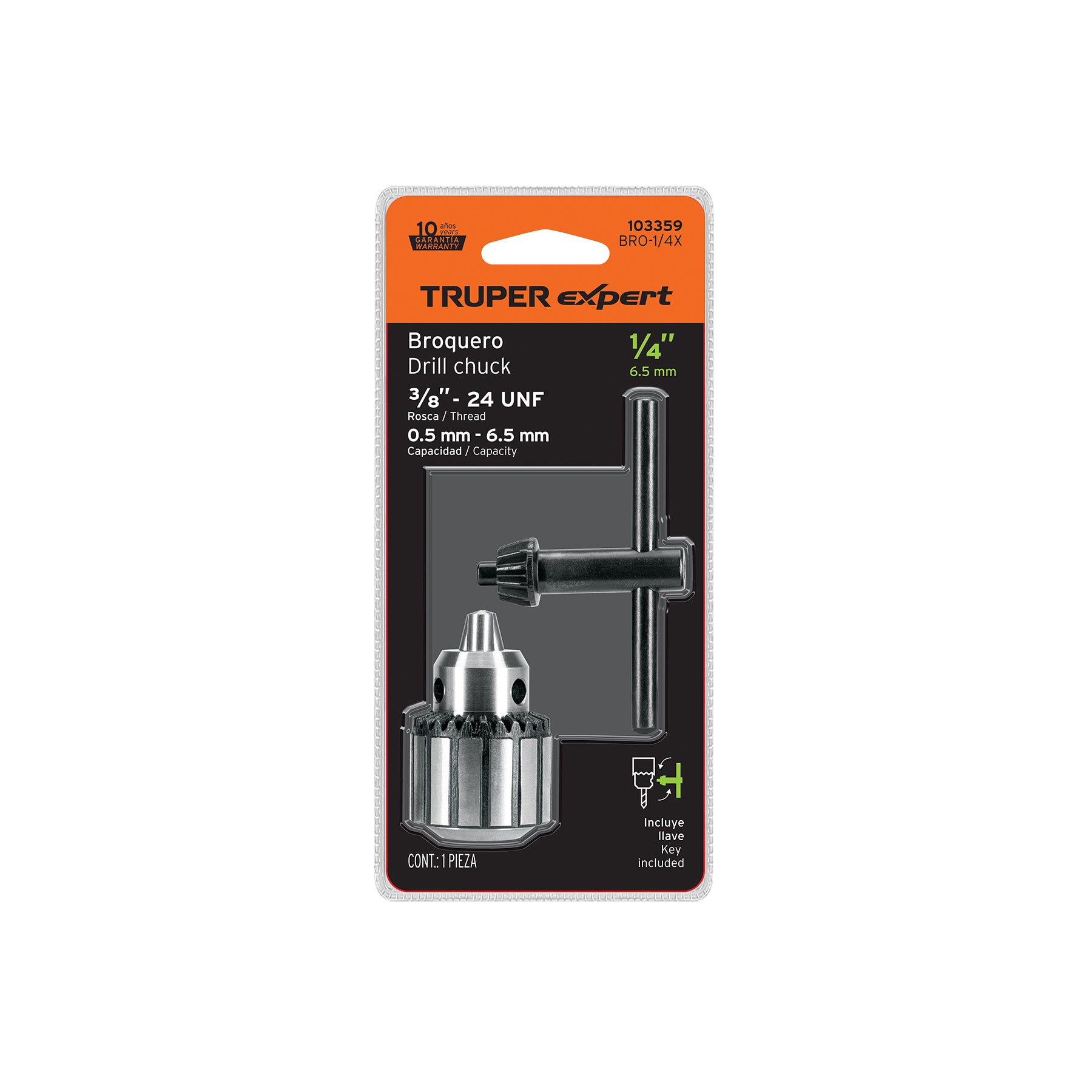 Broquero uso rudo 1/4' con llave, EXPERT